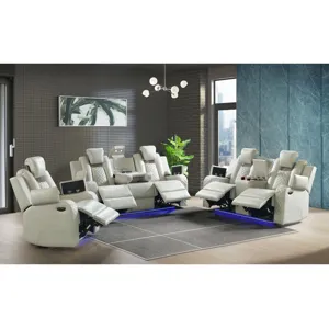 Carlo Power Motion Sofa with Power Headrest, Dropdown Table, Power strip, led and reading light in P