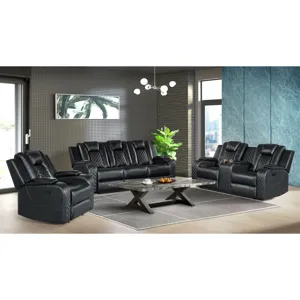 Carlo Motion Loveseat with Console in Pebble Black