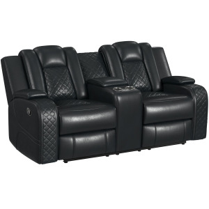 Carlo Motion Loveseat with Console in Pebble Black