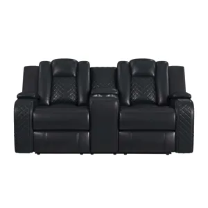 Carlo Motion Loveseat with Console in Pebble Black
