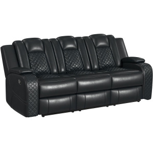 Carlo Motion Sofa with Dropdown Table, Power strip and Reading Light in Pebble Black