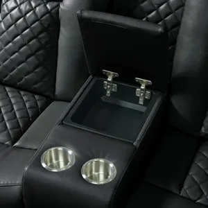 Carlo Power Motion Loveseat with Power Headrest, Console and LED in Pebble Black