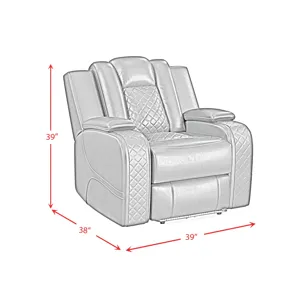 Carlo Power Motion Recliner with Power Headrest, LED in Pebble Oyster