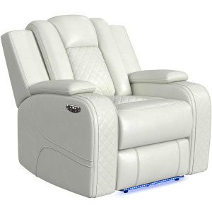 Carlo Power Motion Recliner with Power Headrest, LED in Pebble Oyster