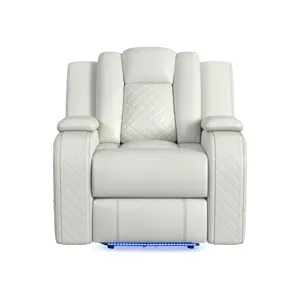Carlo Power Motion Recliner with Power Headrest, LED in Pebble Oyster