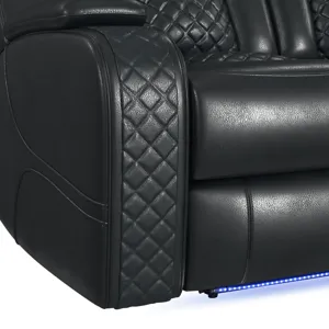 Carlo Power Motion Loveseat with Power Headrest, Console and LED in Pebble Black