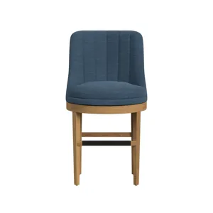 Carmen Swivel Counter Stool with Blue Fabric in Natural (2 Per Carton)