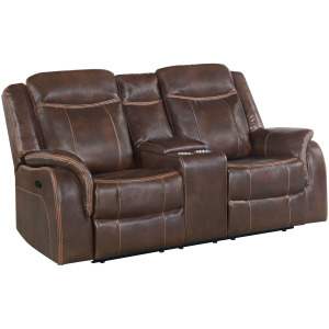 Carrera Motion Glider Loveseat with Console in Brown