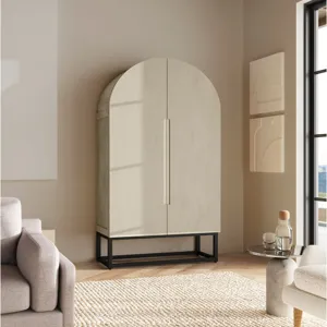 Caspian Bookcase in Rustic Natural with Metal Base