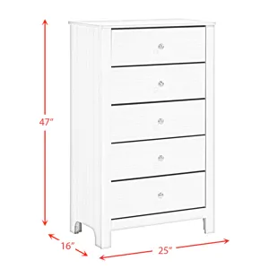 Catalina Five Drawer Chest White