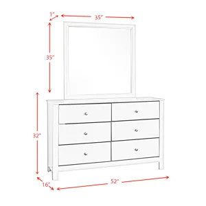 Catalina Youth Dresser & Mirror White