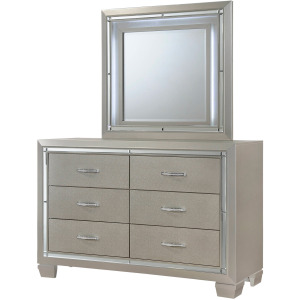 Platinum Youth Dresser & Mirror w/ LED Light Set