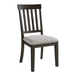 Broyhill Harley Dining Side Chair with Grey Fabric in Black