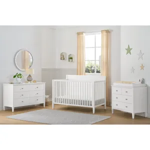 Cerea Panel Crib with Guardrails in White