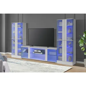 Chandra 70\" TV Stand with LED in Glossy White