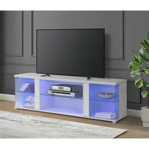 Chandra 70\" TV Stand with LED in Glossy White