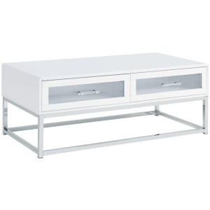Chandra Coffee Table with LED and Battery Pack in Glossy White
