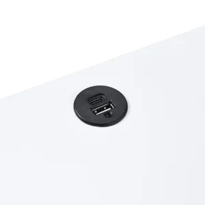 Chandra End Table with LED and Battery Pack in Glossy White