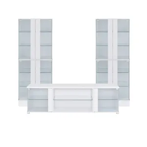 Chandra Entertainment Unit with LED in Glossy White