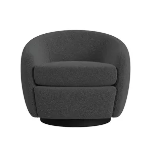 Chanel Swivel Chair in 8077 Boucle Grey & Espresso