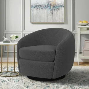 Chanel Swivel Chair in 8077 Boucle Grey & Espresso