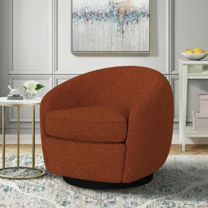 Chanel Swivel Chair in 8077 Boucle Orange & Espresso