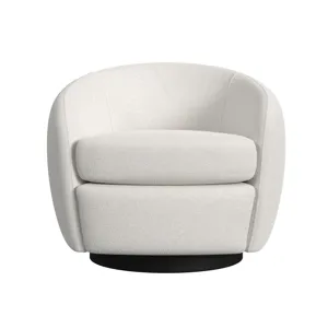 Chanel Swivel Chair in 8077 Boucle White & Espresso