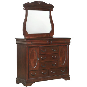 (B4800-11) Chateau- Seven Drawer Dresser & Mirror Set- Vintage Cherry