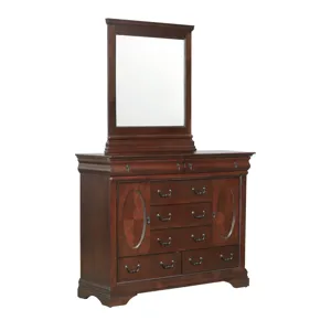 (B4800-11) Chateau- Seven Drawer Dresser & Mirror Set- Vintage Cherry