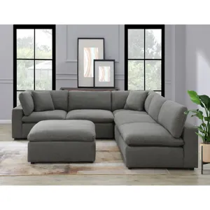 Cloud 9 Sectional  Ottoman in Garrison Charcoal