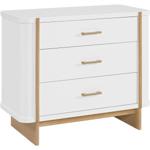 Colette 3-Drawer Dresser in White With Natural Base/Post - 3A