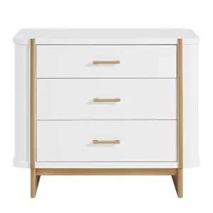 Colette 3-Drawer Dresser in White With Natural Base/Post - 3A