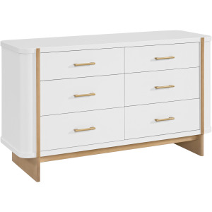 Colette 6-Drawer Dresser in White With Natural Base/Post - 3A