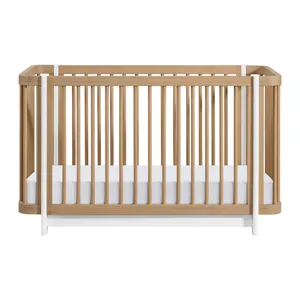 Colette Crib In Natural with White Base/Post-3A