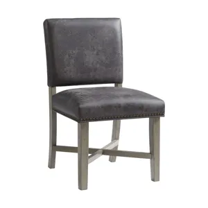 Collins Dining Side Chair W/ Stretcher W/ Brown PU in Grey (2 Per Pack)