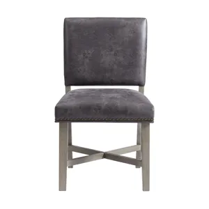 Collins Dining Side Chair W/ Stretcher W/ Brown PU in Grey (2 Per Pack)