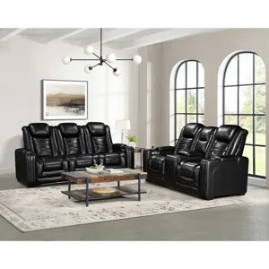 Commander Power Motion Loveseat with Power Headrest, LED Console, wireless charger and power foldout