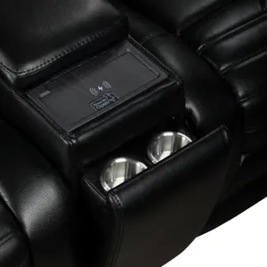 Commander Power Motion Loveseat with Power Headrest, LED Console, wireless charger and power foldout