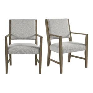 Conner Dining Arm Chair with Light Grey Boucle Fabric in Oak (2 Per Carton)