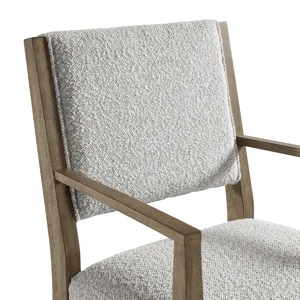 Conner Dining Arm Chair with Light Grey Boucle Fabric in Oak (2 Per Carton)