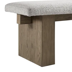 Conner Dining Bench with Light Grey Boucle Fabric in Oak