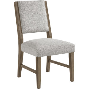 Conner Dining Side Chair with Light Grey Boucle Fabric in Oak (2 Per Carton)