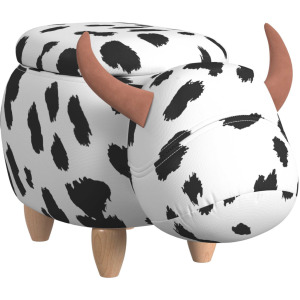 Animal Stools Cow Storage Stool in White and Black