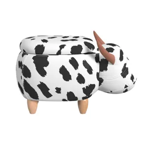 Animal Stools Cow Storage Stool in White and Black