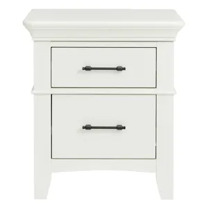 Coy Side Table W/Power Port USB in White