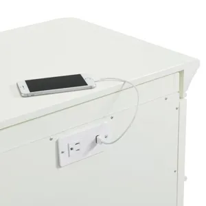 Coy Side Table W/Power Port USB in White