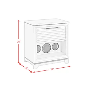 Denmark 1-Drawer Nightstand with Speaker and USB in White