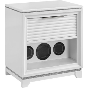 Denmark 1-Drawer Nightstand with Speaker and USB in White