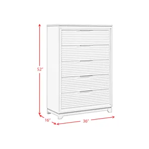 Denmark 5-Drawer Chest in White