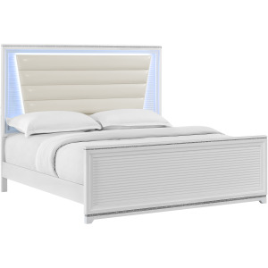 Denmark King UPH Bed with Lights in White